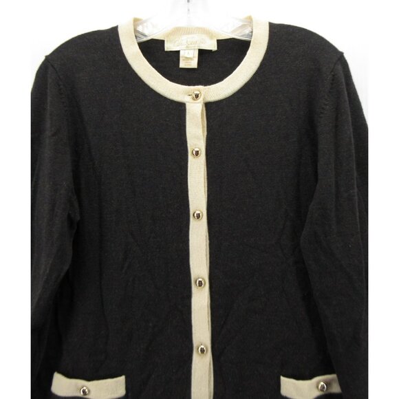 Coach Sweater Large Merino Wool Cardigan Classic Silver Buttons - Picture 2 of 10